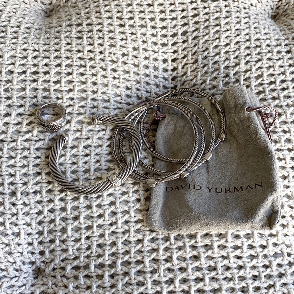 David Yurman cable bracelet with diamonds.